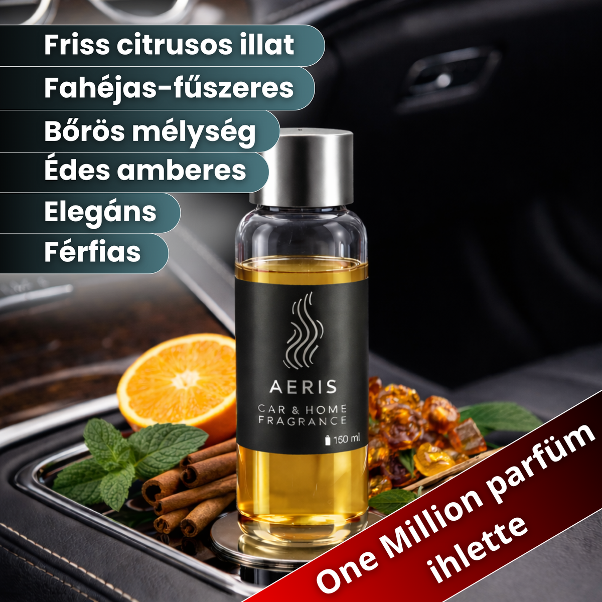 Aeris Prémium Utántöltő Parfüm ihlette Autóillatosító One Million